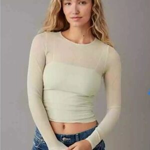 AMERICAN EAGLE Mesh Long Sleeve Tee